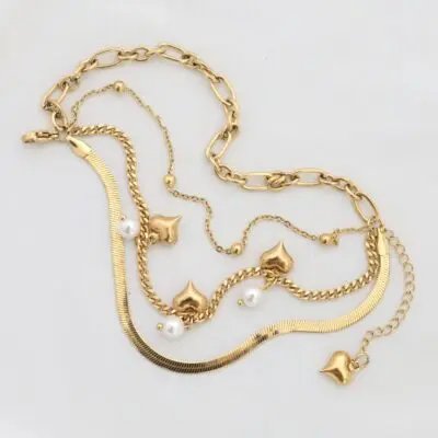 دستبند چهار لاین قلب استیل