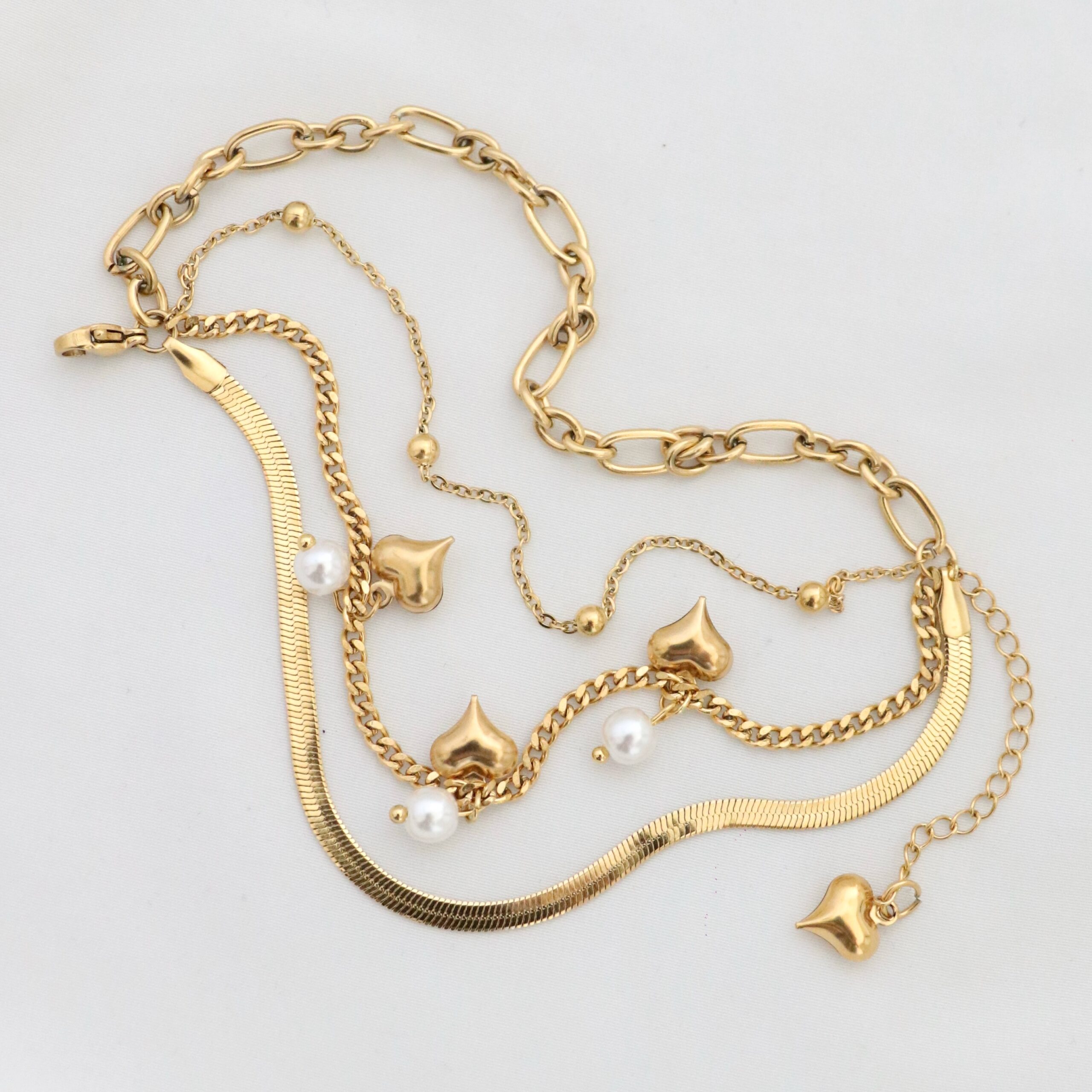 IMG_8991 دستبند چهار لاین قلب استیل - Image 1