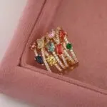 انگشتر فول نگین رنگی ژوپینگ