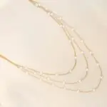 گردنبند سه لاین مروارید استیل